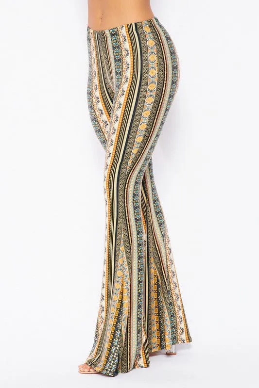 BOHO PRINT BELL BOTTOM PANTS