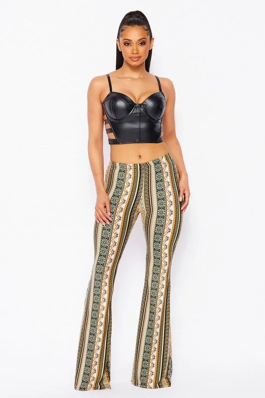 BOHO PRINT BELL BOTTOM PANTS