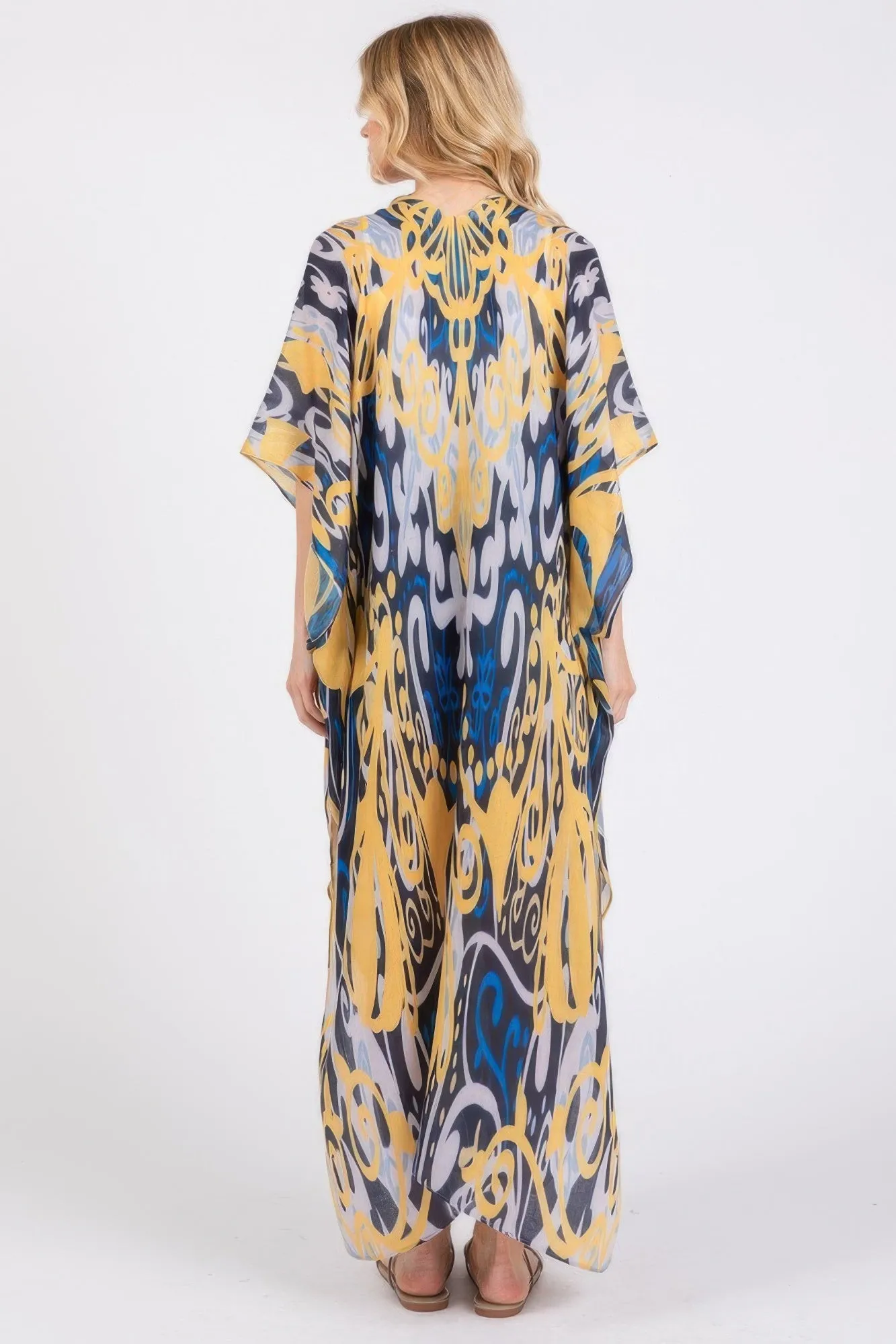 Boho Print Open Front Long Kimono