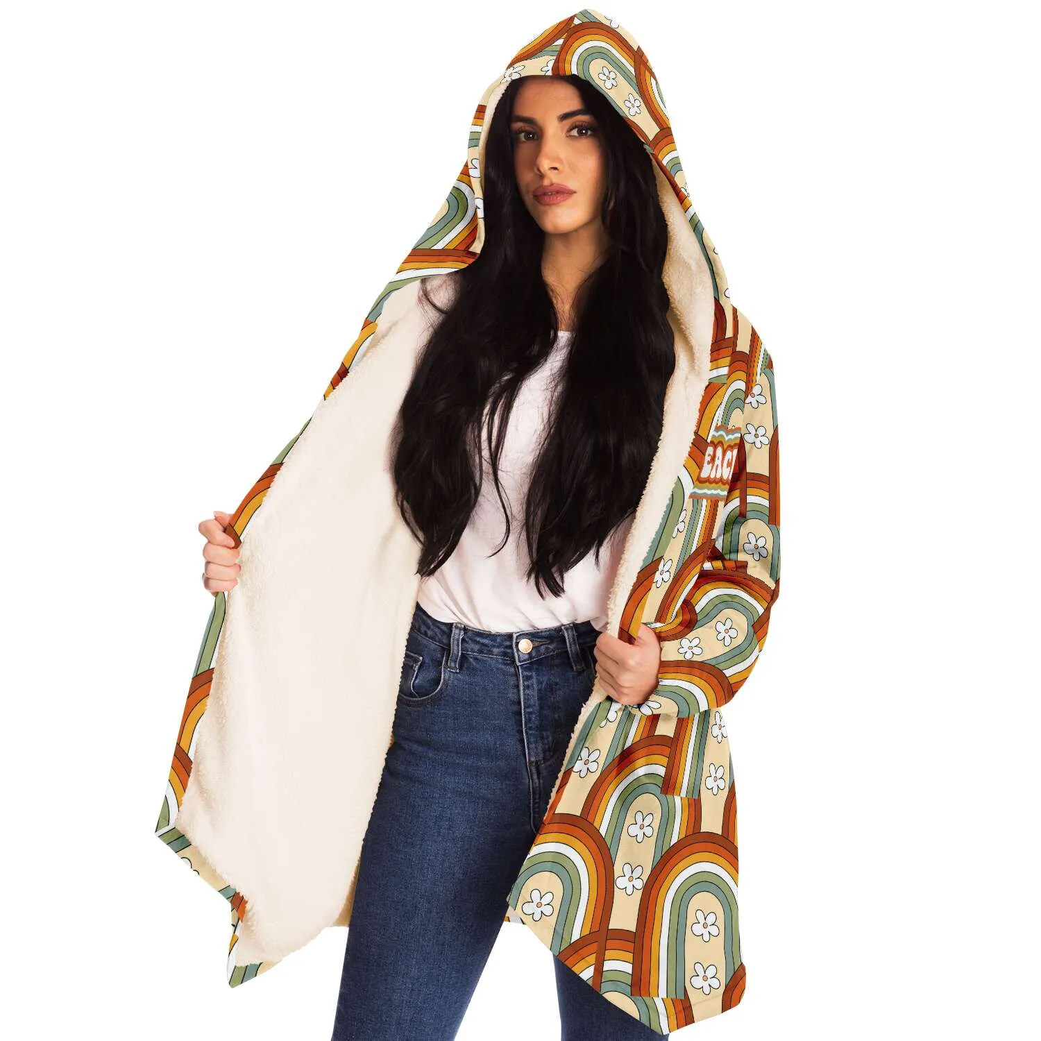 Boho Rainbow Daisy Hooded Cloak