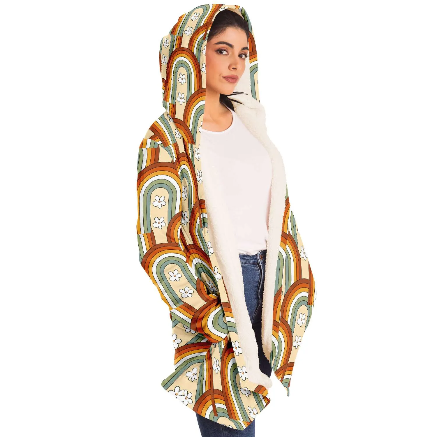 Boho Rainbow Daisy Hooded Cloak