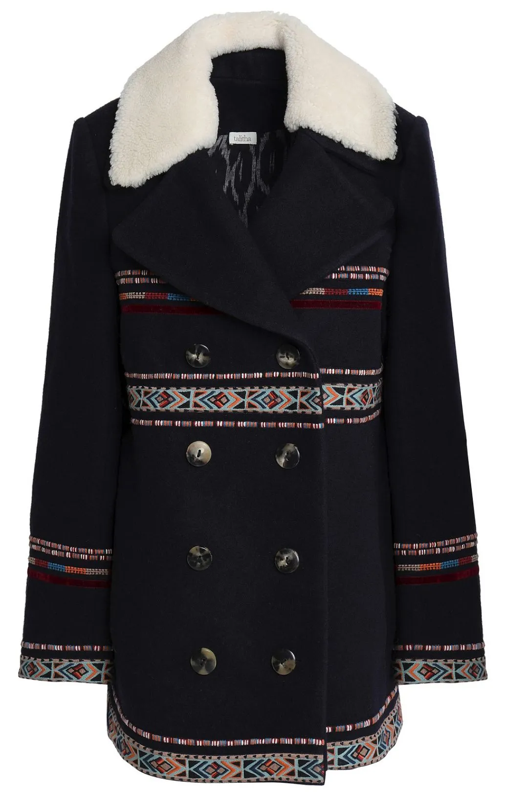 Boho Style Double Breasted Winter Coat in Navy