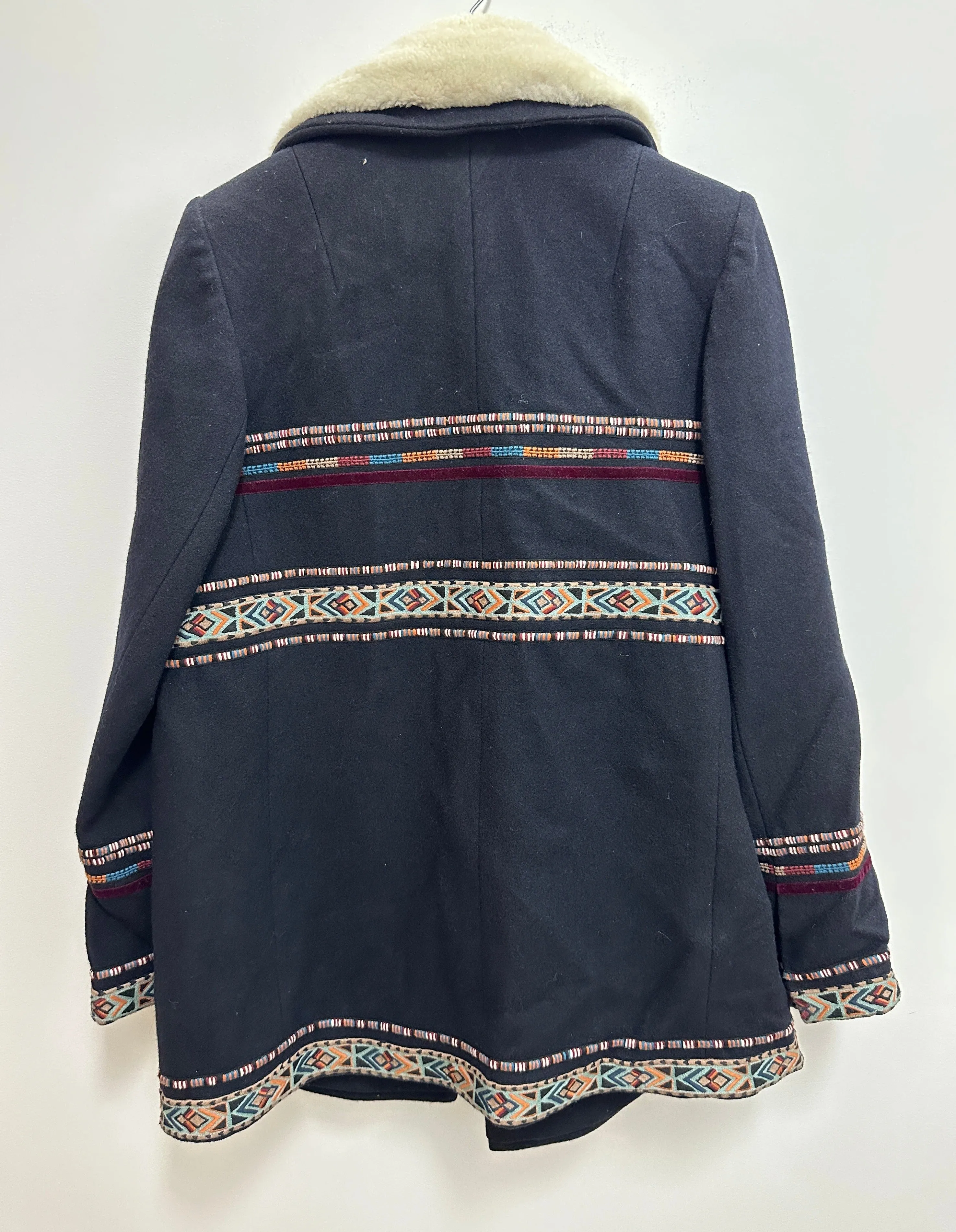 Boho Style Double Breasted Winter Coat in Navy