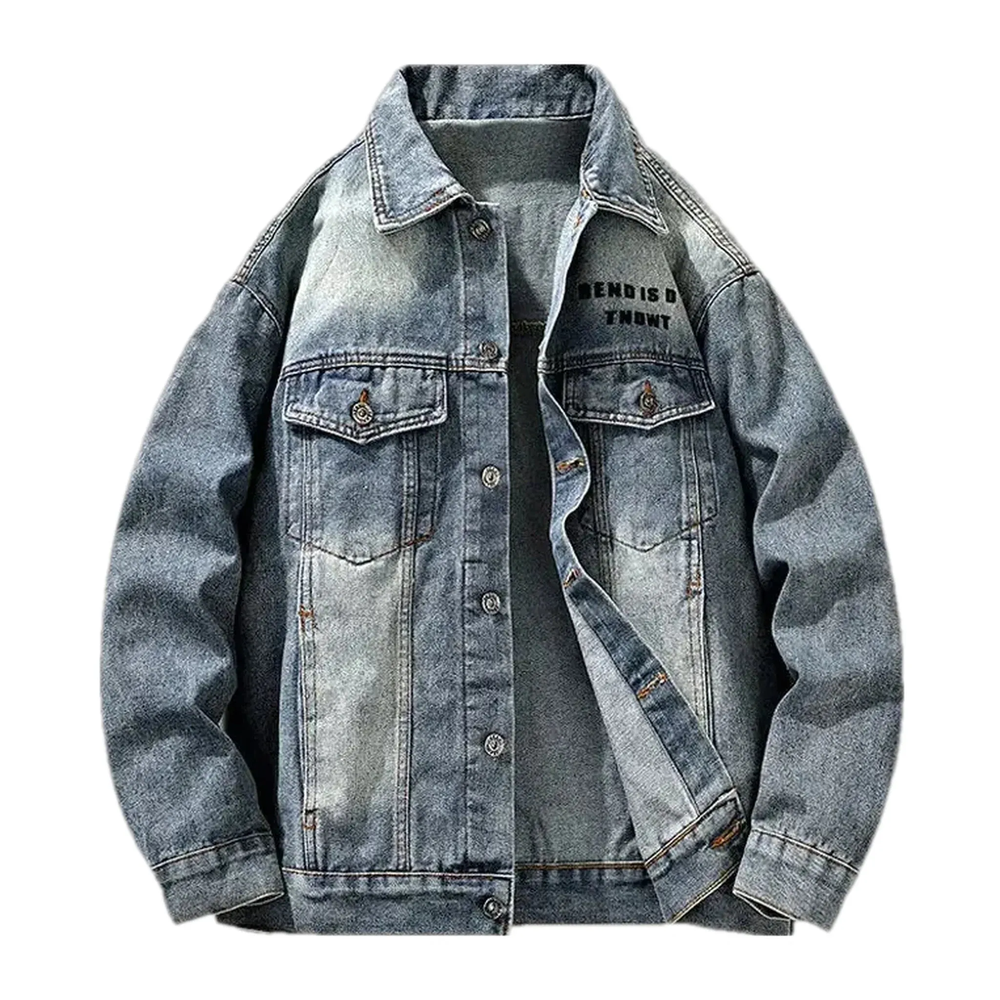 Boho washed out regular fit men's denim jacket