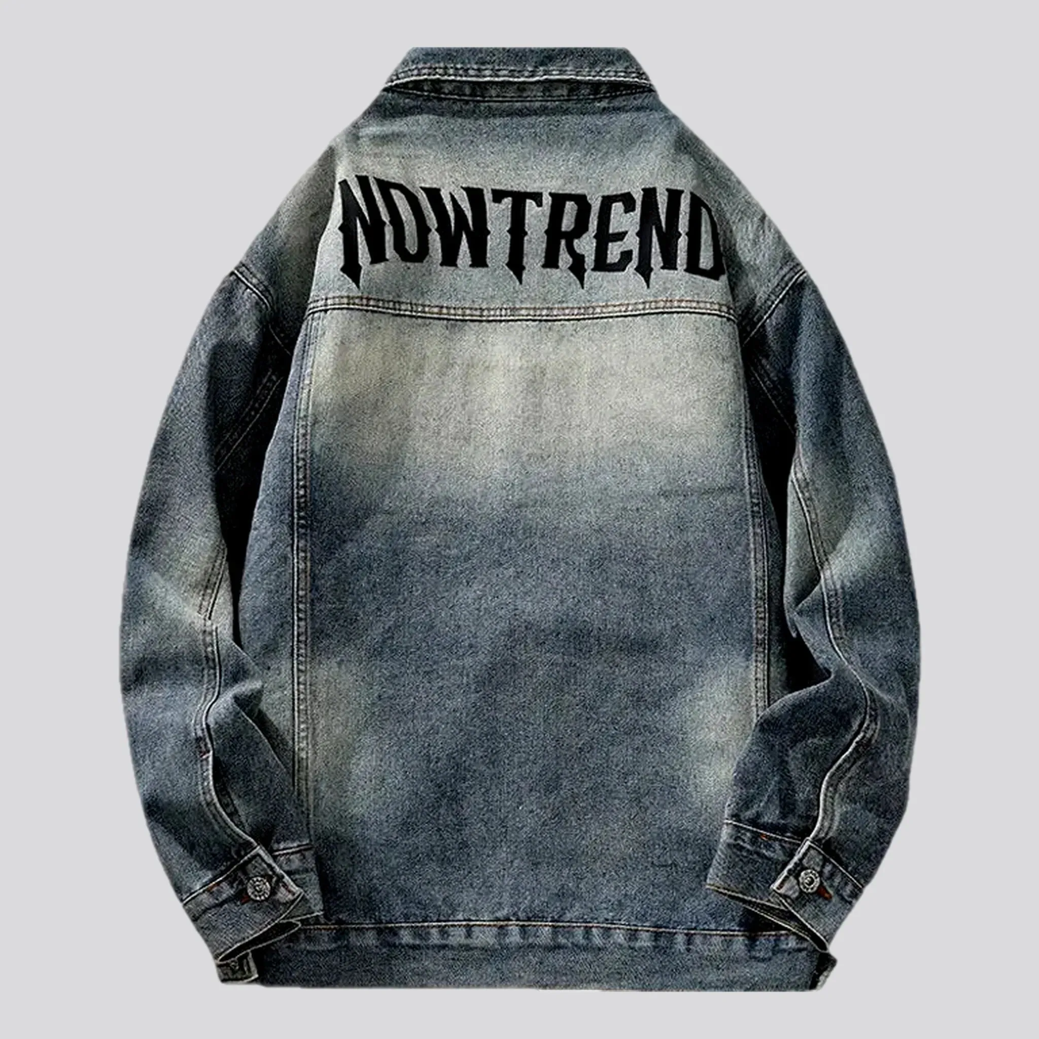 Boho washed out regular fit men's denim jacket