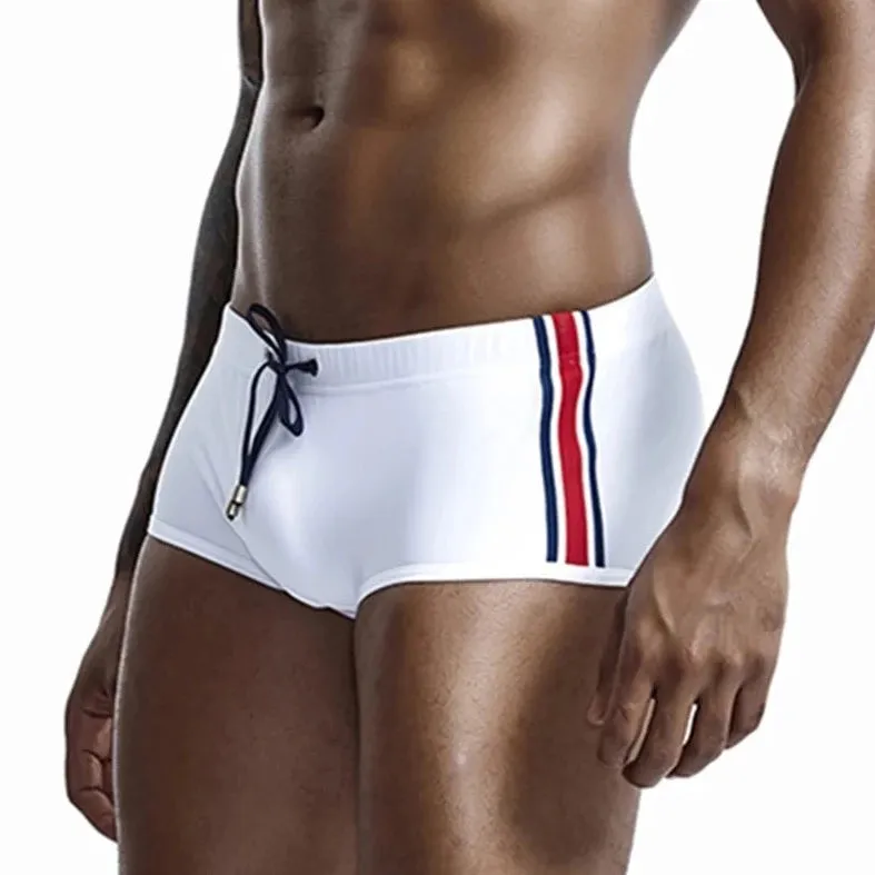 Bold Stripe Swim Trunks