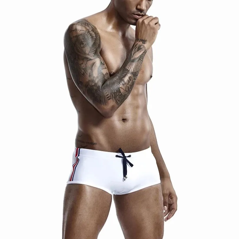 Bold Stripe Swim Trunks