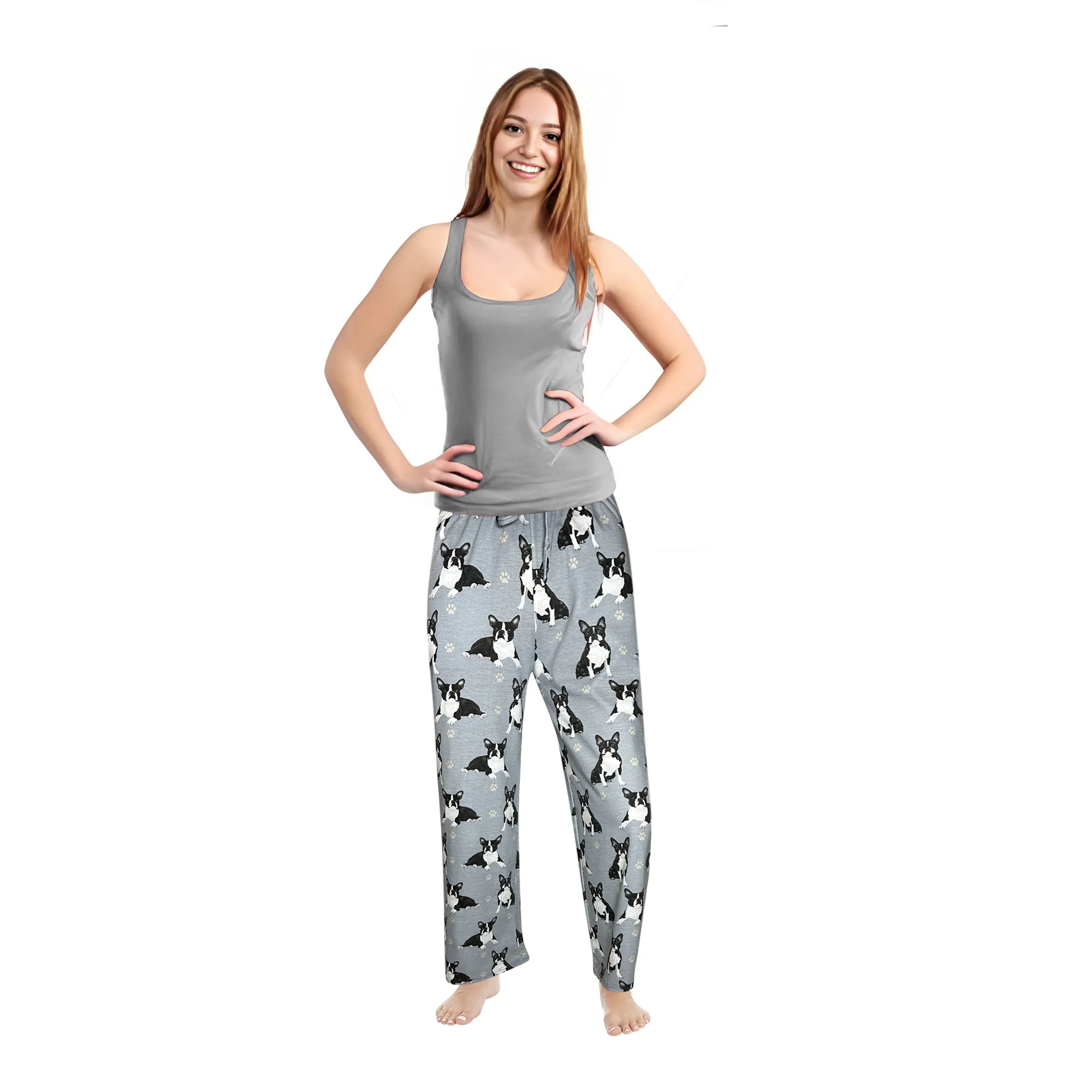 Boston Terrier Pajama Bottoms - Unisex Cotton Blend PJs