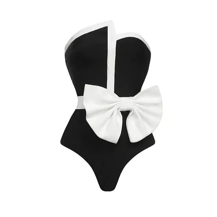 Bow Tie  and Skirt Swimwear Set