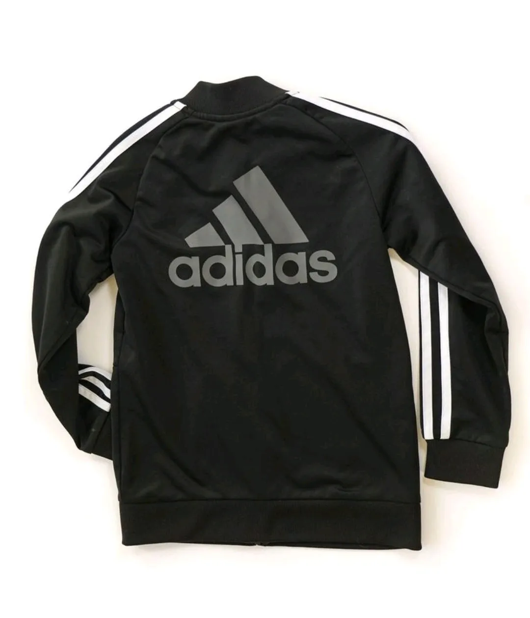 BOY SIZE 7 YEARS - ADIDAS, Black & White Athletic Jacket EUC B3