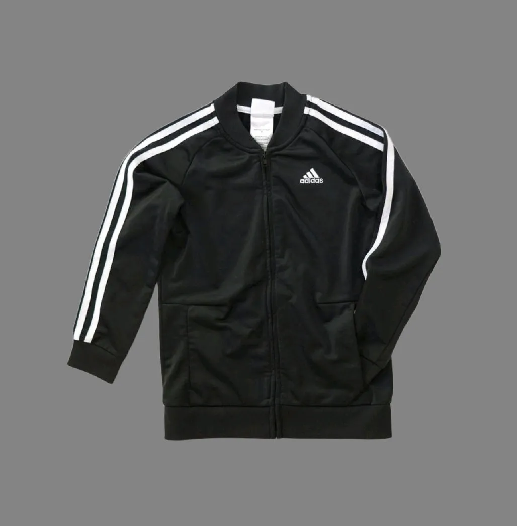 BOY SIZE 7 YEARS - ADIDAS, Black & White Athletic Jacket EUC B3