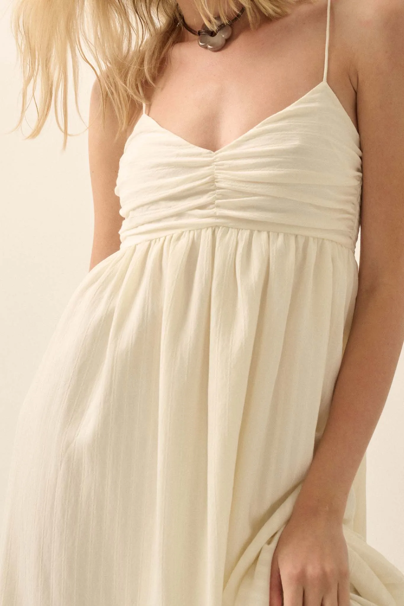 Breezing Through Textured Stripe Maxi Sundress