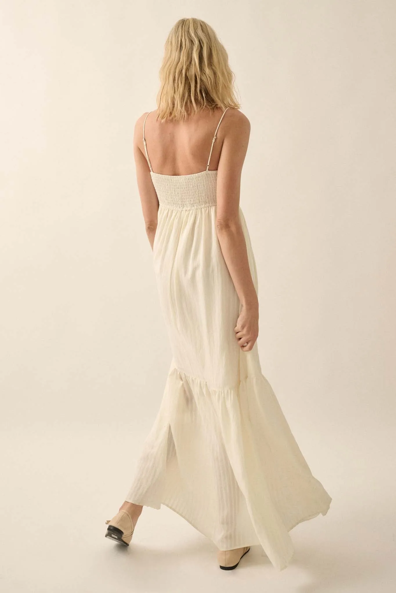 Breezing Through Textured Stripe Maxi Sundress