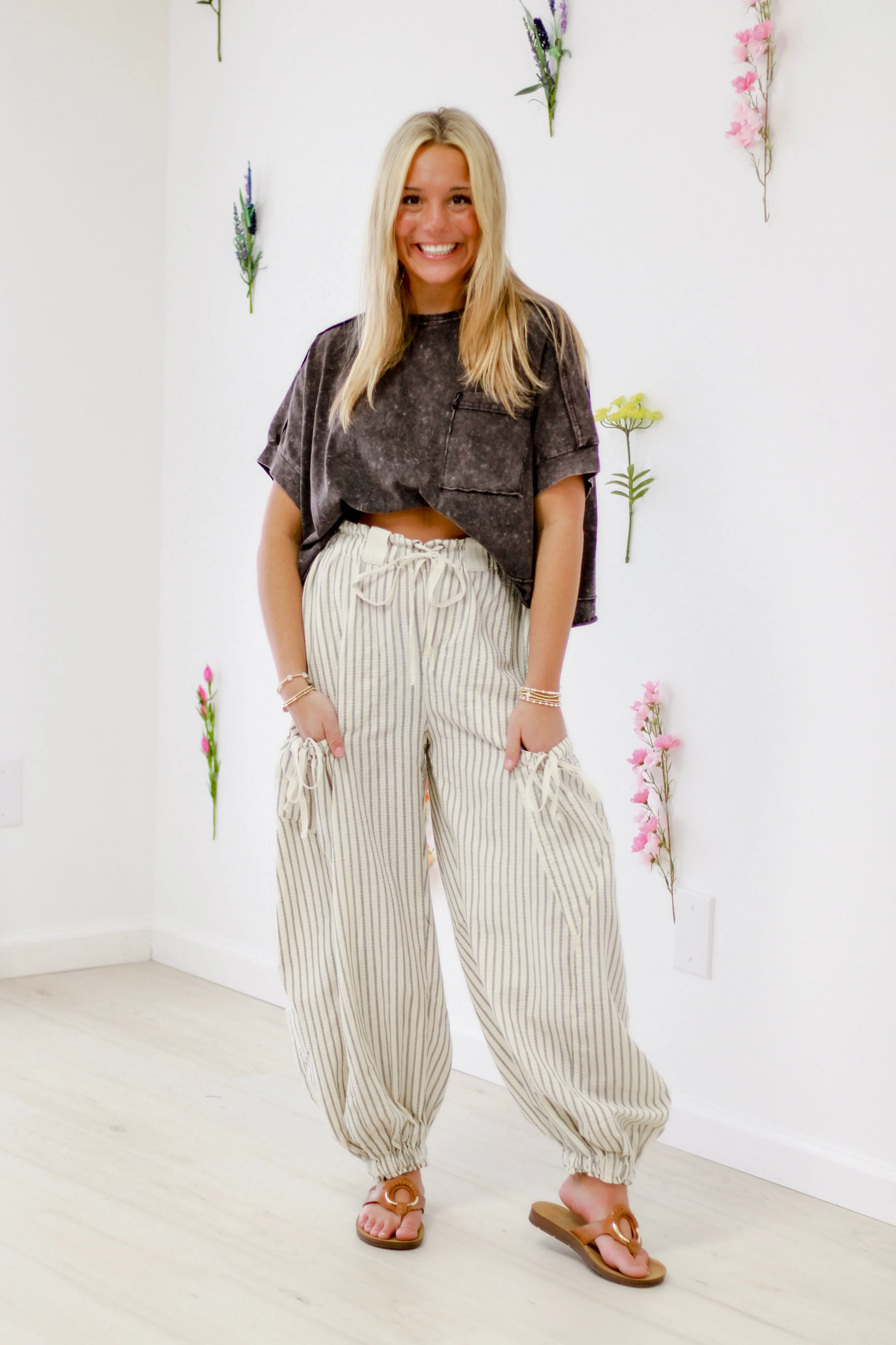 Breezy Chic Oversized Washed Crop Top in Black