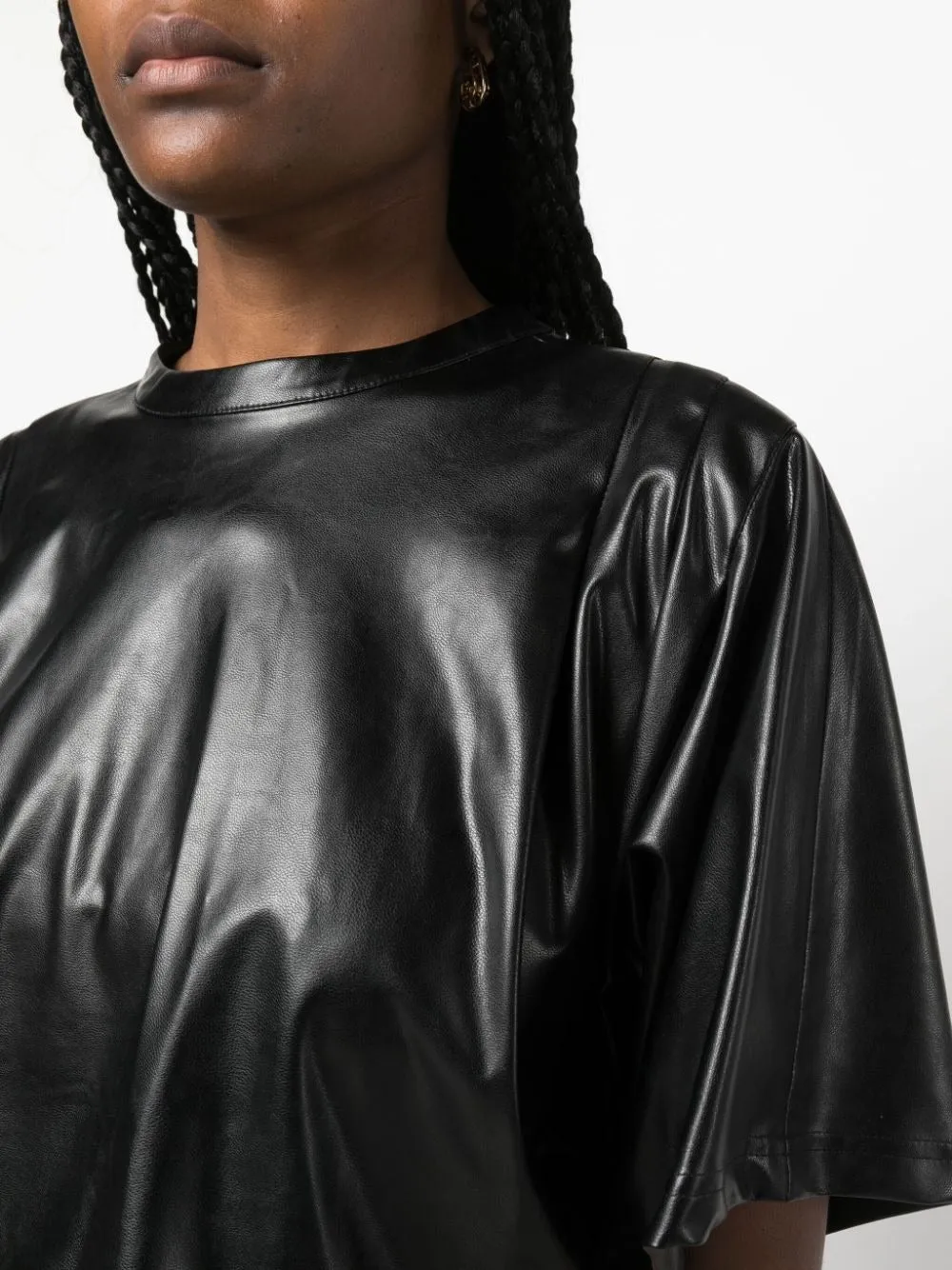 BROOKY CROPPED FAUX-LEATHER TOP