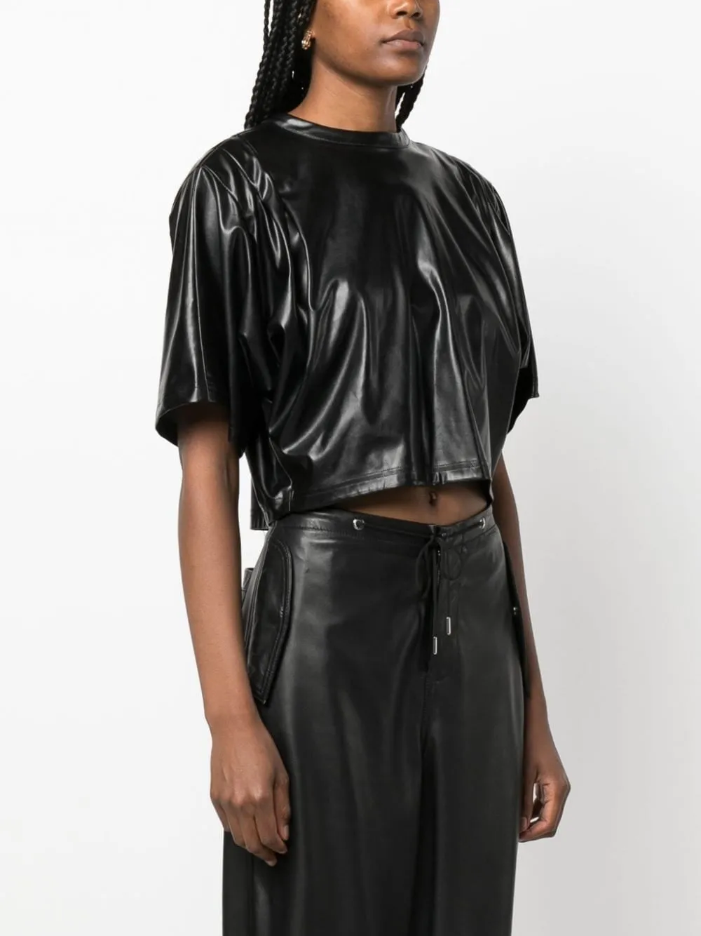 BROOKY CROPPED FAUX-LEATHER TOP