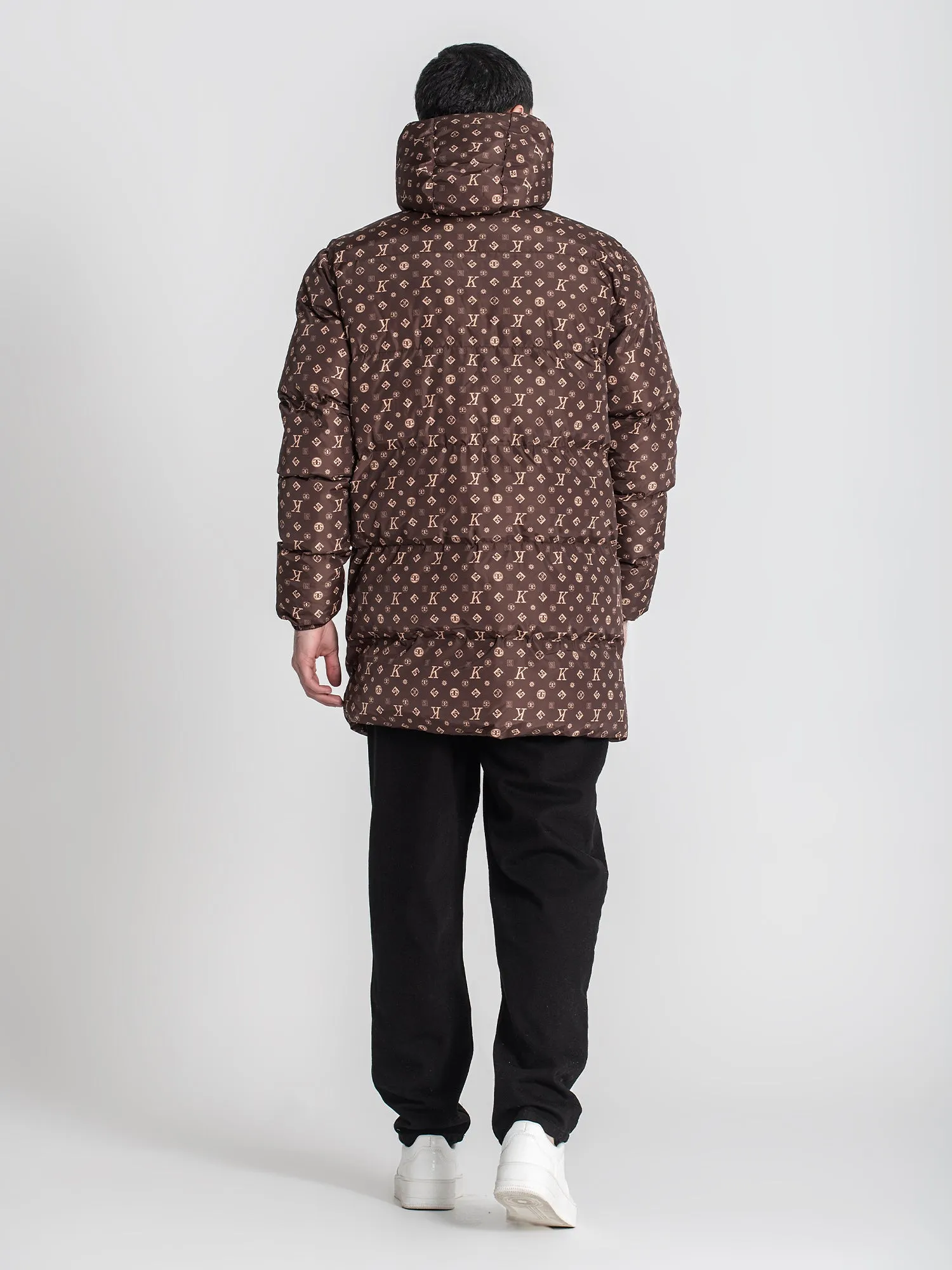 Brown Logomania Puffer Coat