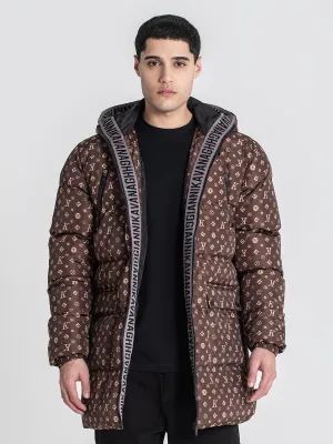 Brown Logomania Puffer Coat
