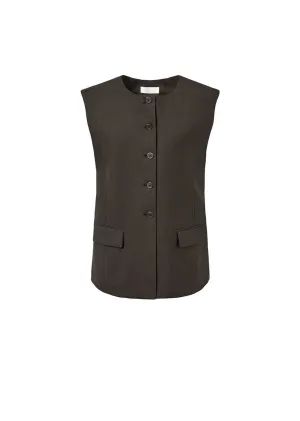 Brown Oversized Button Up Vest