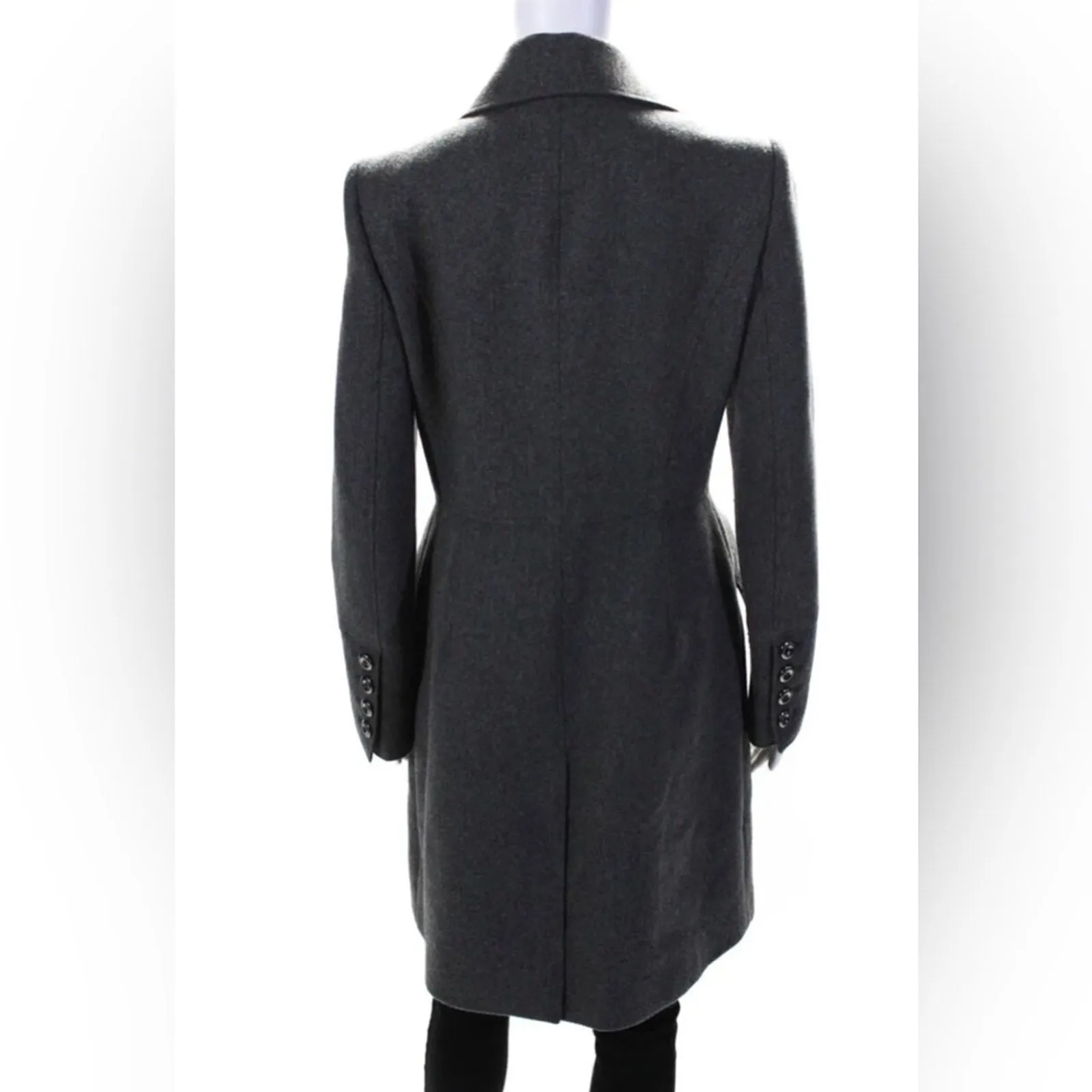 Burberry Women's London Double-Breasted Collared Coat Gray Wool Cashmere Size 6