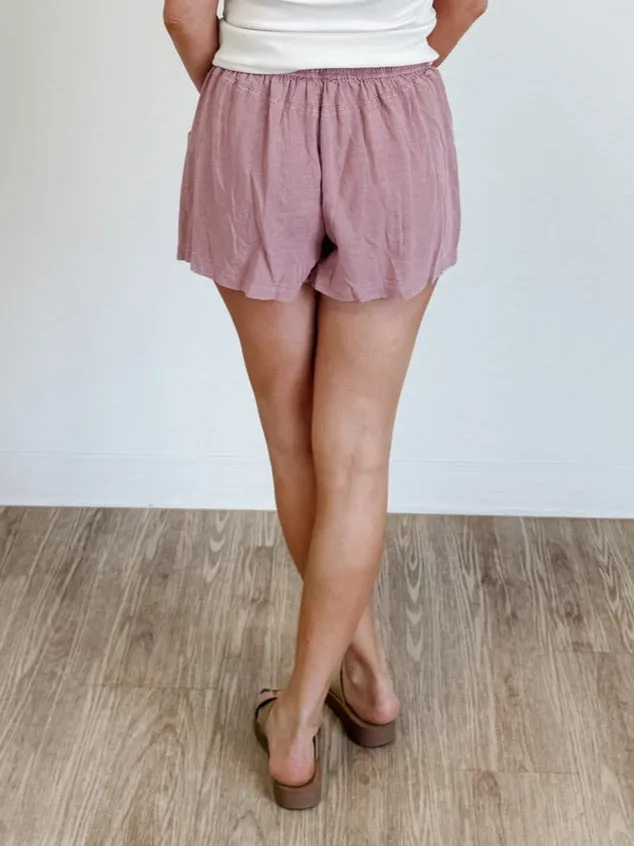 Button Front Drawstring Shorts