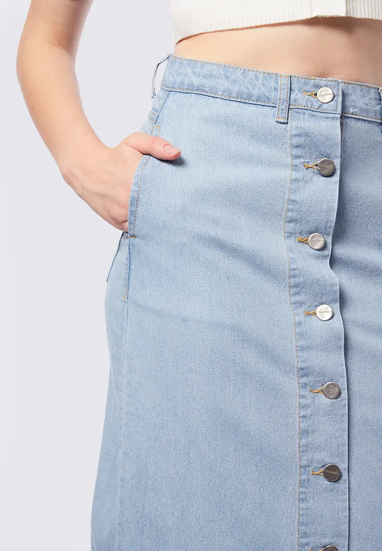 Button Up Midi Denim Skirt