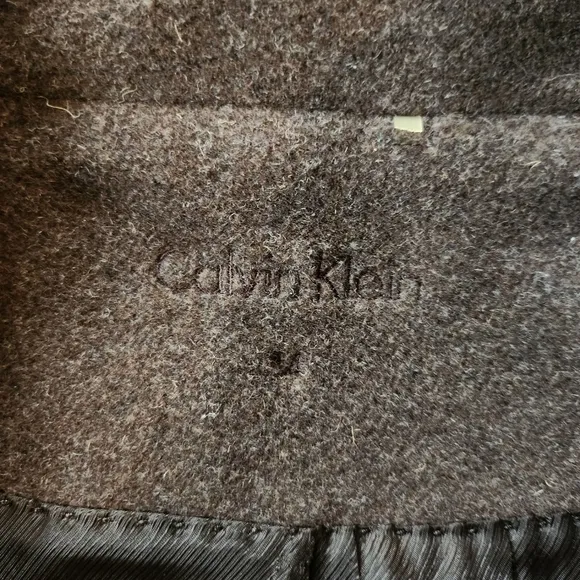 Calvin Klein Brown Peacoat with Wide Lapels and Tailored Silhouette