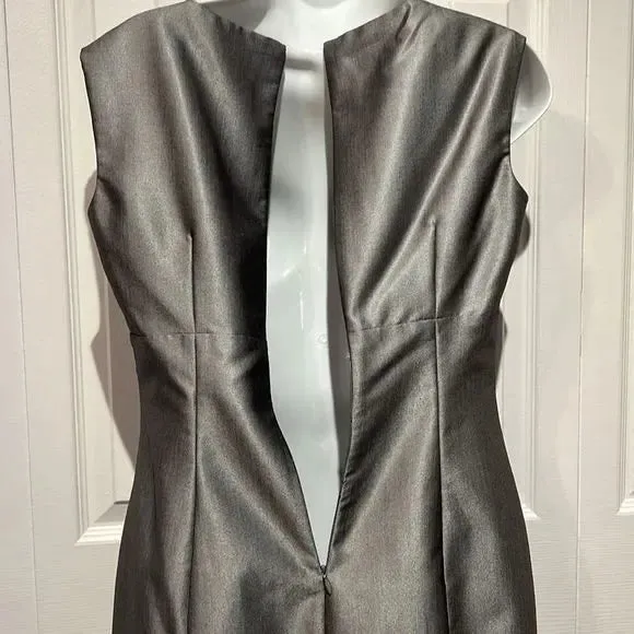 Calvin Klein Silver/Grey Sleeveless Empire Waist Dress Size 6