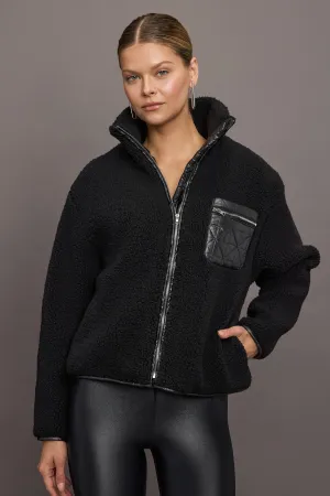 Carbon38 | High Shine Sherpa Jacket | Black