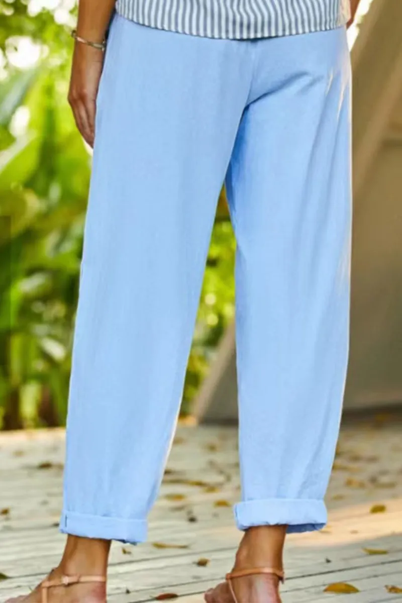 Casual Daily Solid Printing Loose Mid Waist Straight Positioning Print Bottoms