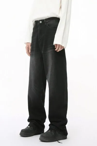 Casual jeans met hoge taille en wijde pijpen