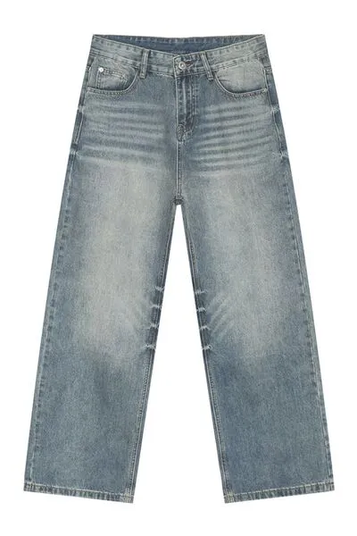 Casual jeans met hoge taille en wijde pijpen