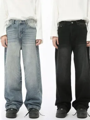 Casual jeans met hoge taille en wijde pijpen