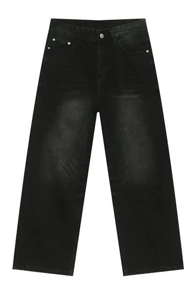 Casual jeans met hoge taille en wijde pijpen