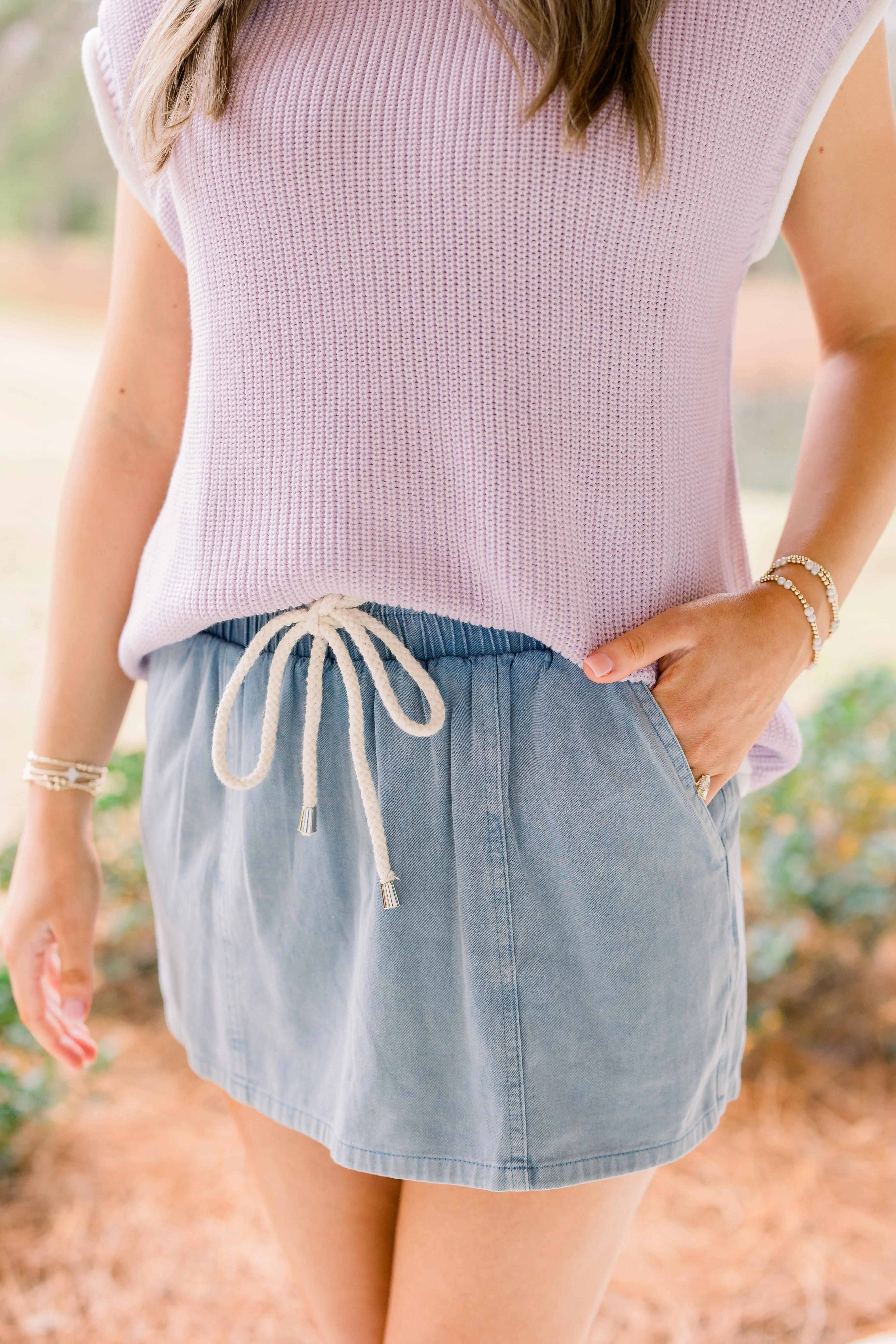 Casual Mini Skort with Elastic Waistband
