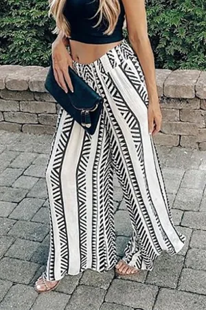 Casual Print Loose Conventional Full Print Bottoms