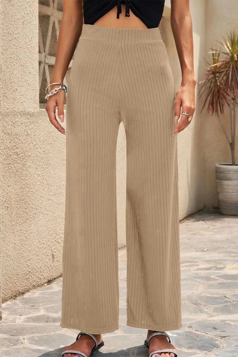 Casual Straight Mid Waist Straight Solid Color Bottoms(6 Colors)