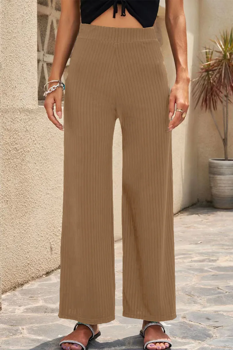 Casual Straight Mid Waist Straight Solid Color Bottoms(6 Colors)