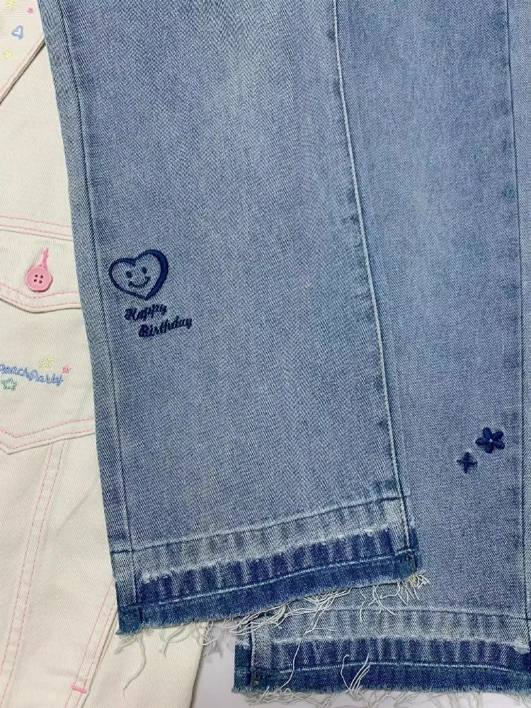 casual straight slim girl retro jeans