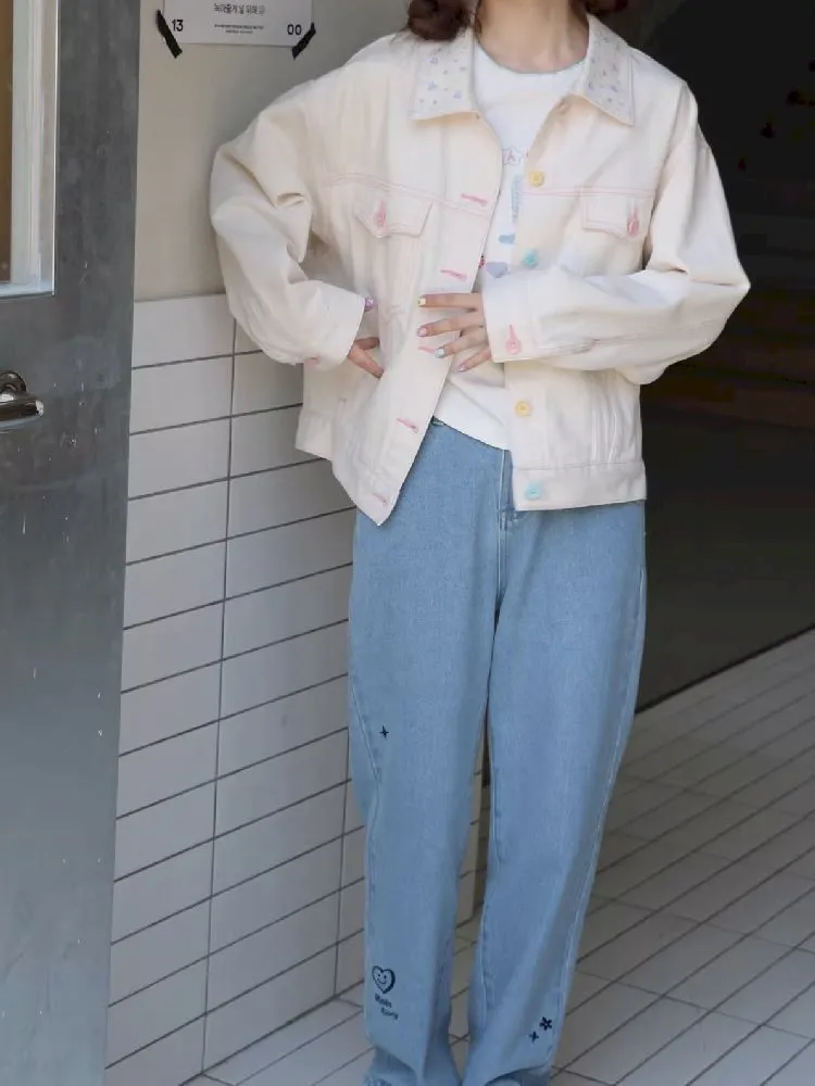 casual straight slim girl retro jeans