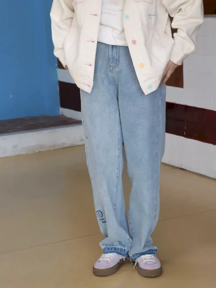 casual straight slim girl retro jeans