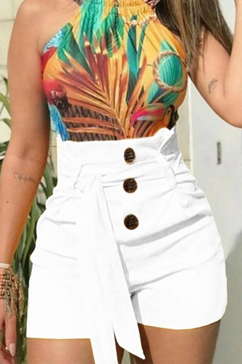 Casual Street Solid Buckle With Belt Regular Wide Leg Solid Color Bottoms