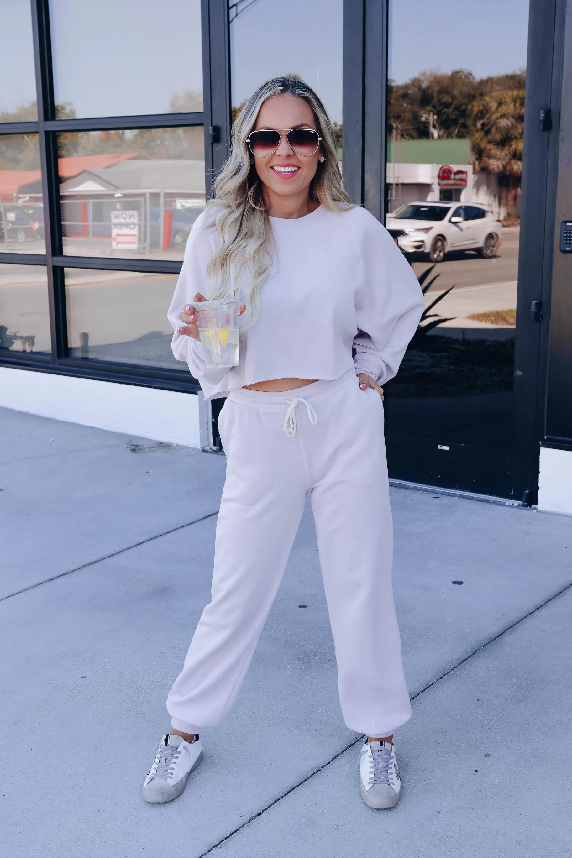 Casual Streetwear Pullover/Jogger Set - Pastel Violet