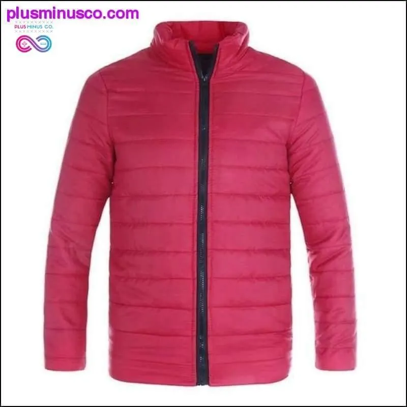 Casual Wave Cut Slim Fit Stand Collar Parka with Zipper for