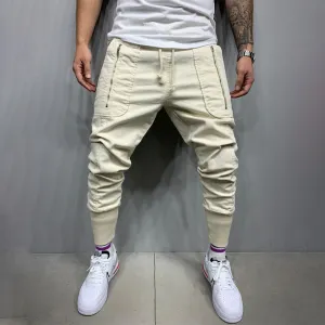 Casual Zip Pocket Lace-up Panel Sports Cargo Trousers