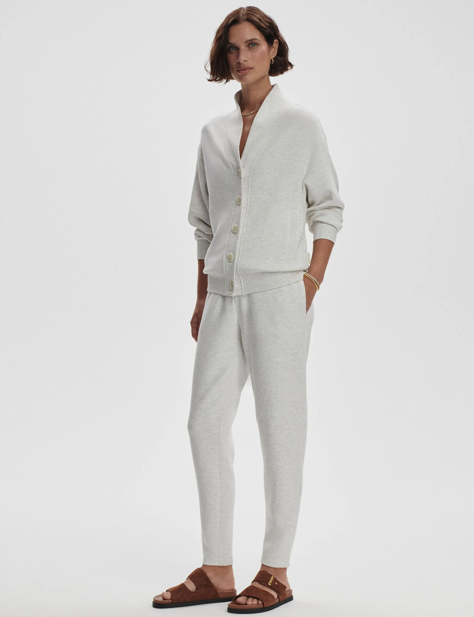 Celeste Button Through Sweat - Ivory Marl