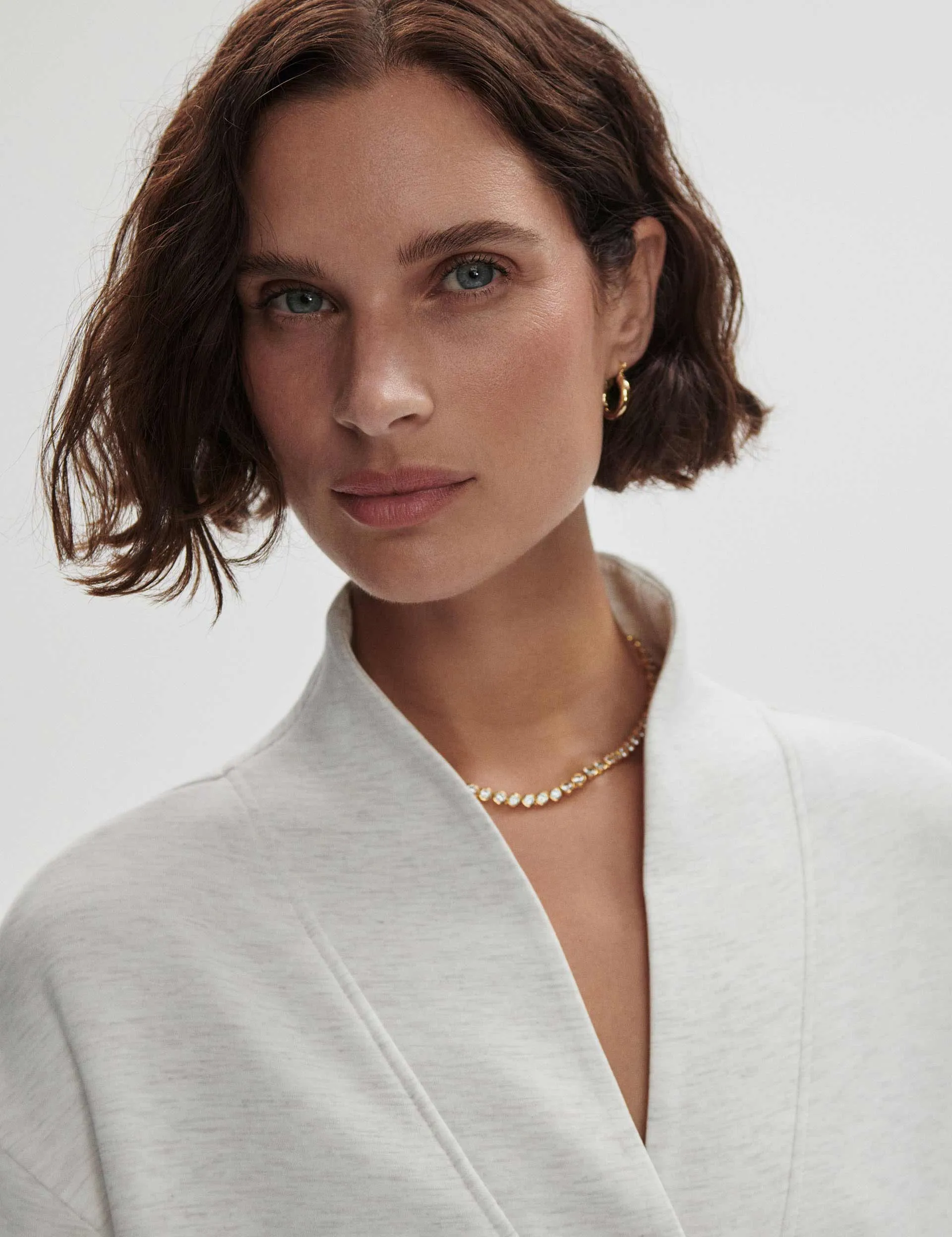 Celeste Button Through Sweat - Ivory Marl