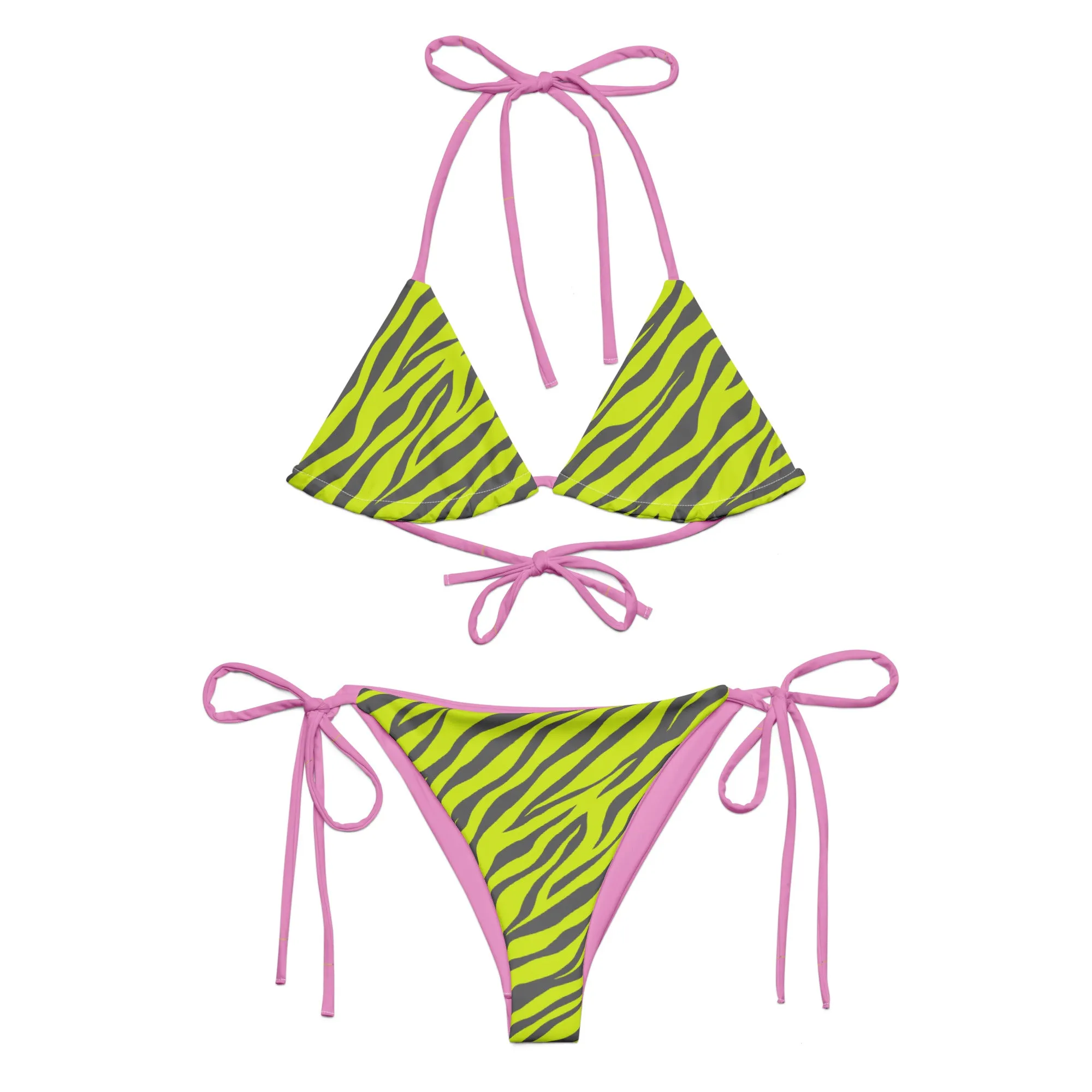 Chartreuse Rose Tiger String Bikini