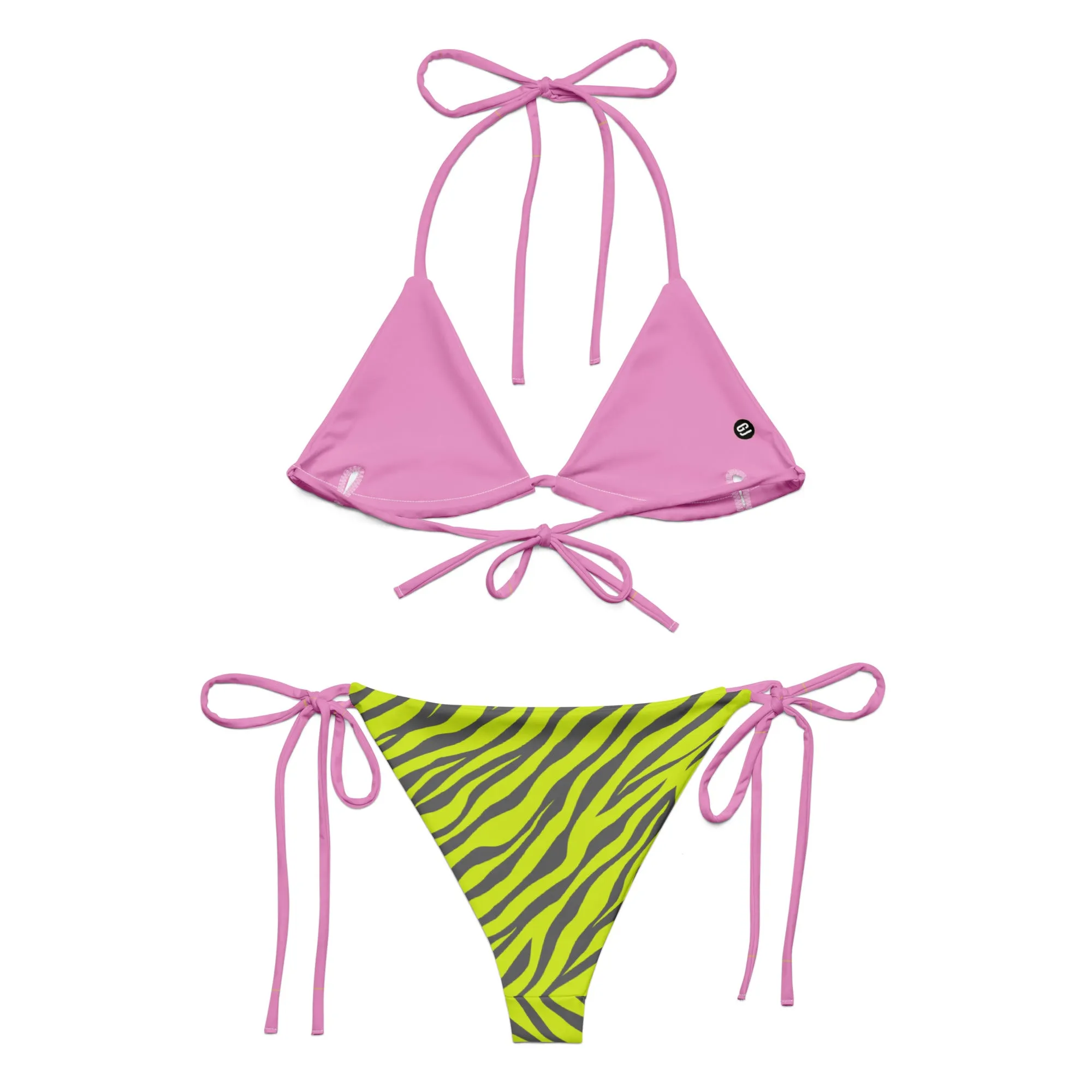 Chartreuse Rose Tiger String Bikini