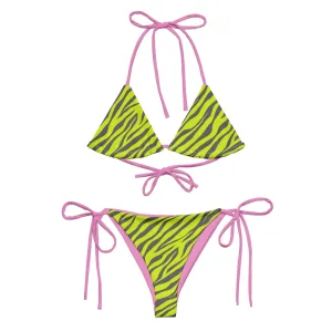 Chartreuse Rose Tiger String Bikini